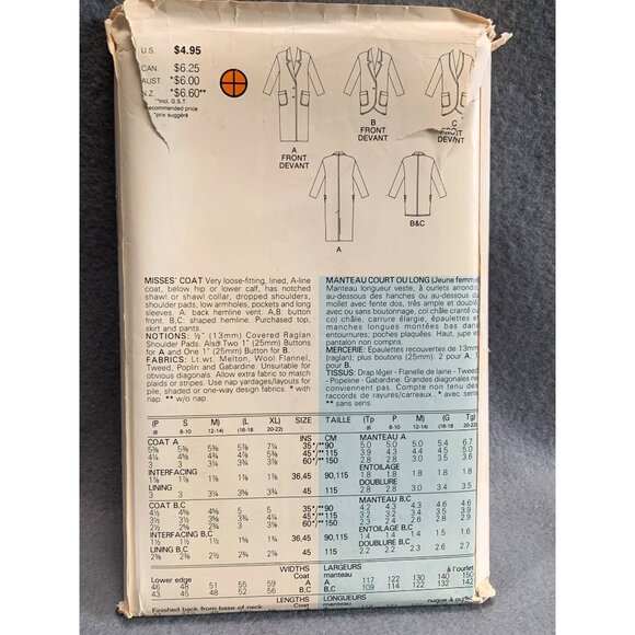 Vintage Butterick Family Circle Sewing Pattern 4039 Miss Coat Size 6 8 10 12 14 - Picture 2 of 2